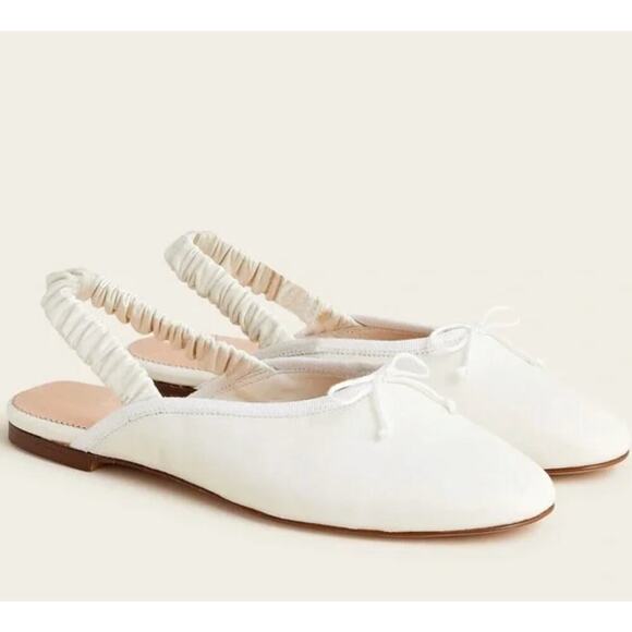 J. Crew Shoes - J.Crew Zoe Ballet Scrunchy Slingback Flats Ivory Leather Size 10.5